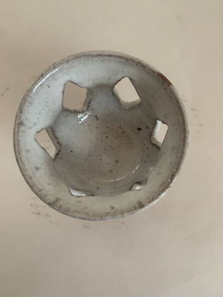 Vntg handmade stoneware 4” candleholder