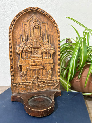 Vintage Religious Carved Wooden candle holder