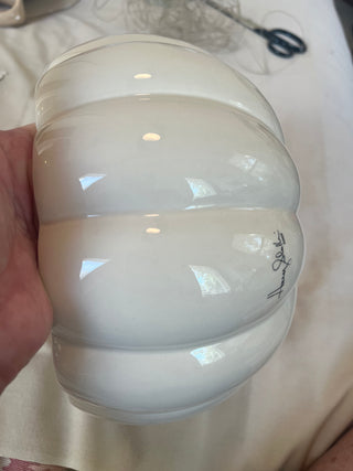 LARGE CREAM CERAMIC LIDDED PUMPKIN