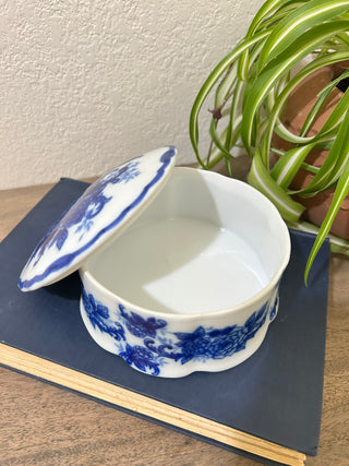 Vintage Blue & White Porcelain Trinket jar
