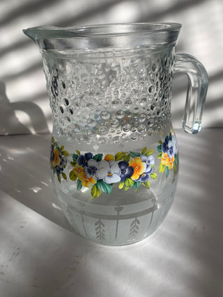 Vntg 7.5 pebble/bubble texture glass pitcher