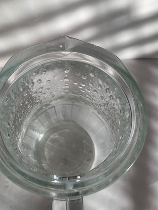 Vntg 7.5 pebble/bubble texture glass pitcher
