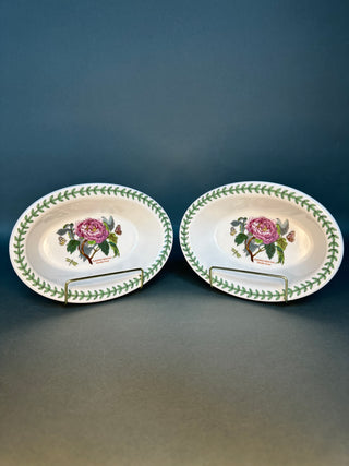 Portmeirion Botanic Garden Fire & Ice 8” Oval Baking Dishes Shrubby Peony - Set of 2