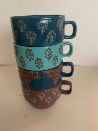 Boho World market stacking set/4 mugs