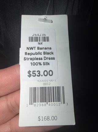 NWT Banana Republic Black Strapless Dress 100% Silk