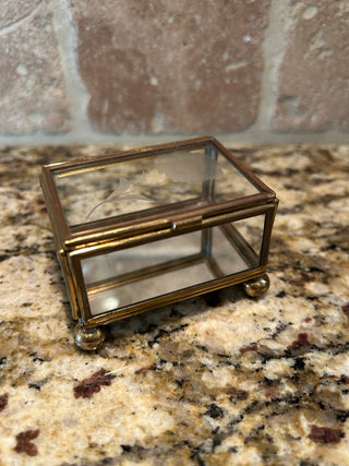 Vintage Glass and Brass Trinket Box