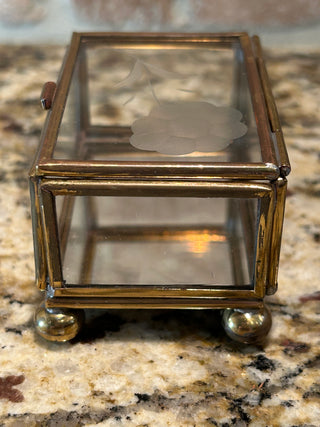 Vintage Glass and Brass Trinket Box