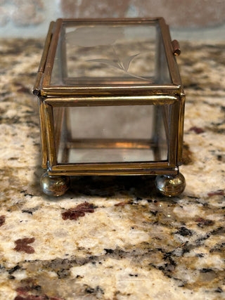Vintage Glass and Brass Trinket Box