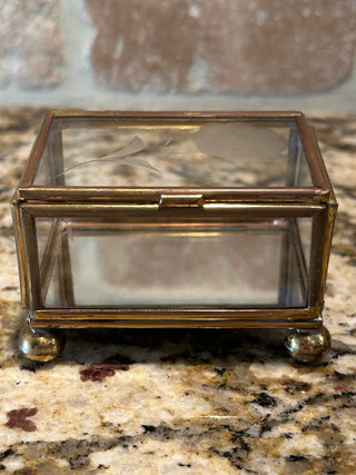 Vintage Glass and Brass Trinket Box