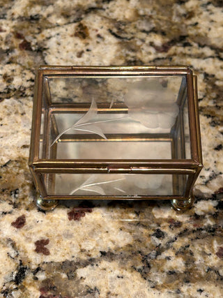 Vintage Glass and Brass Trinket Box