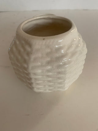 Vntg Japan woven ceramic baket dbl vase