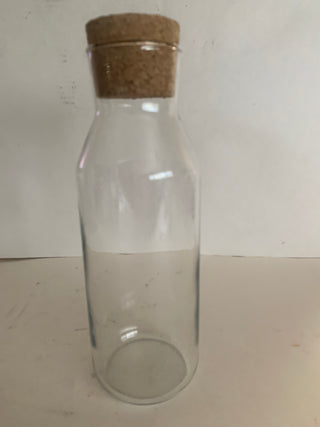 10" clear round bottle w/cork