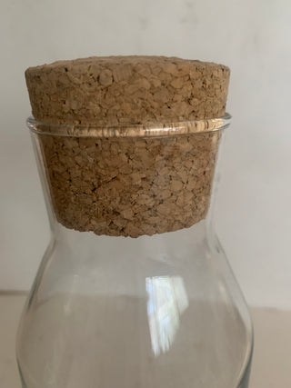 10" clear round bottle w/cork