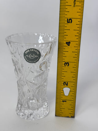 Vintage Lenox Fine Crystal Vase, Czech Republic, Diamond Cut Glass Bud Vase 5.5"