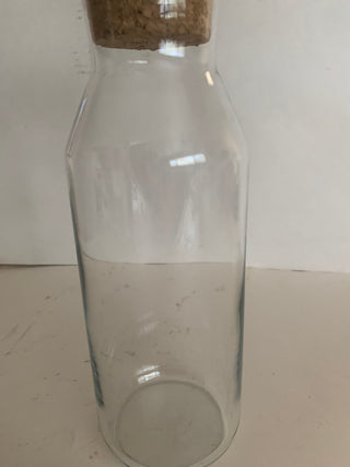 10" clear round bottle w/cork