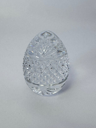Vintage Lead Crystal Egg Paperweight - France Diamond Cut