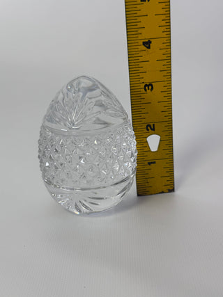 Vintage Lead Crystal Egg Paperweight - France Diamond Cut