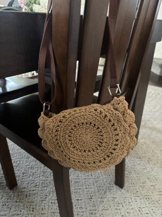 Small Beige Cotton Cross Body Purse