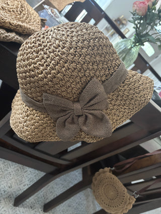 Adult Straw Barrel Hat with Bow