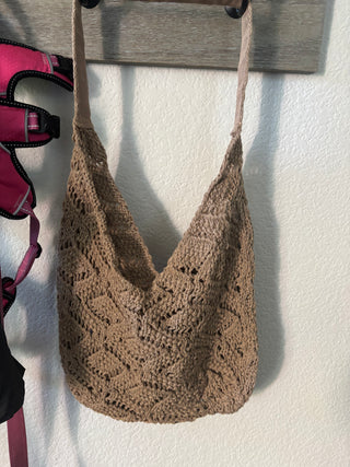 Beige Cotton Crochet Bag