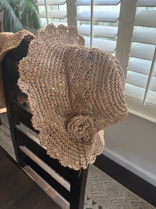 Straw Sun Hat with Rose