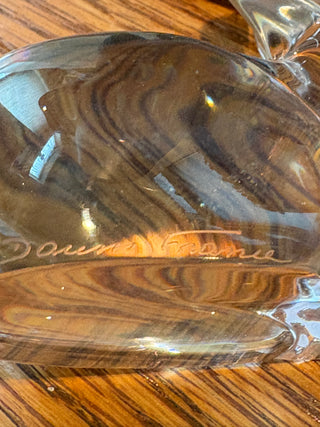 Vtg. Daum France Signed clear Crystal resting rabbit 2.5" tall
