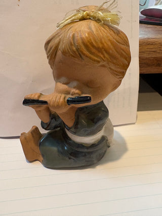 Vtg.  (1950-60) Japanese Bisque figurine - girl w/flute 4.5"
