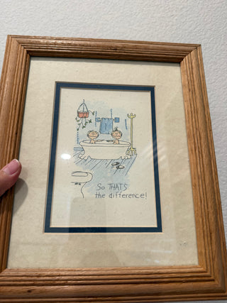 Vintage Framed Print Bathroom Wall Art 'so that's the difference!'