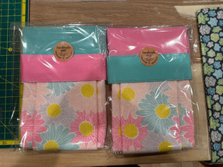 Hanging Kitchen Towel - Teal & Pink Flowers
