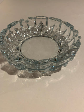 Vntg heavy crystal 6” glass ashtray
