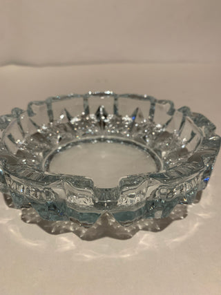 Vntg heavy crystal 6” glass ashtray