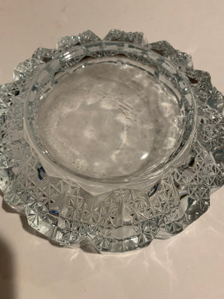 Vntg heavy crystal 6” glass ashtray