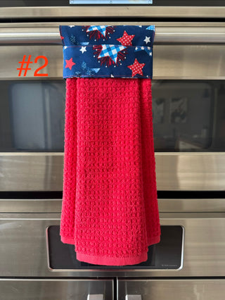 Hanging Kitchen Towel - Red White and Blue Stars w/ Res RCD