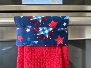 Hanging Kitchen Towel - Red White and Blue Stars w/ Res RCD