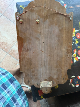 1970's Americana Wooden Mail, Keys , Note Pad Wall Organizer