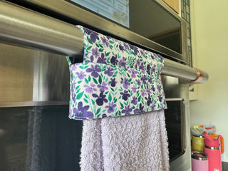 Hanging Kitchen Towel - Purple Flowers