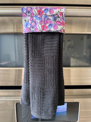Hanging Kitchen Towel - Purple Flowers