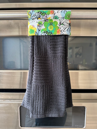 Hanging Kitchen Towel - Green Flowers