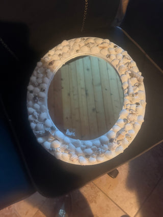 Seashell Wall Mirror Coastal Boho Oval mirror 16" X 13.5"