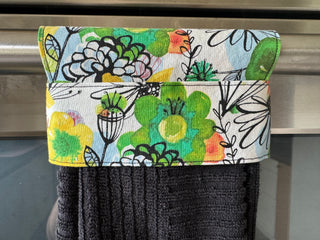 Hanging Kitchen Towel - Green Flowers