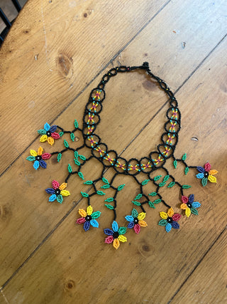 Huichol Seed bead Flower Necklace