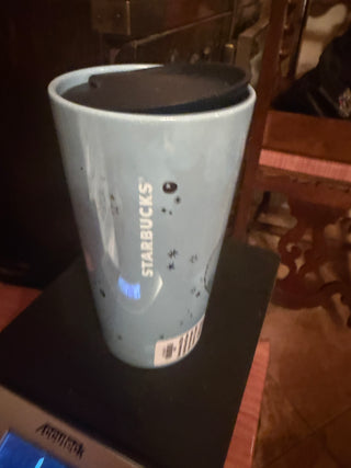 Starbucks 2023 Icicle Blue Silver Siren Mermaid Ceramic Travel Mug cup 12 Oz with lid