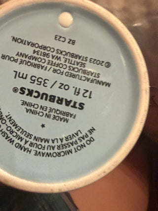 Starbucks 2023 Icicle Blue Silver Siren Mermaid Ceramic Travel Mug cup 12 Oz with lid