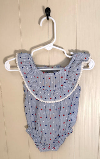 Red, White and Blue Baby Romper, 0-3 months