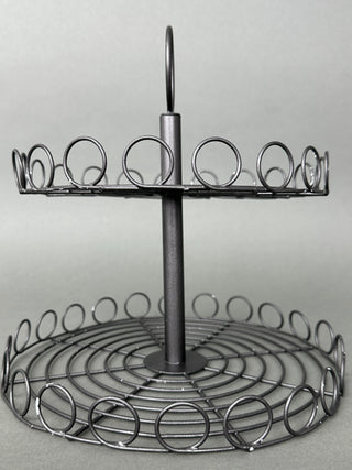 Vintage 2-Tier Black Wire Hoop Cupcake Stand & Display Riser