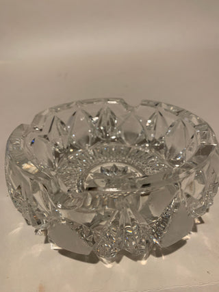 Vntg heavy crystal 5” glass ashtray