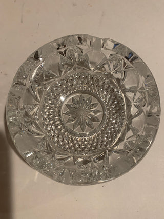 Vntg heavy crystal 5” glass ashtray
