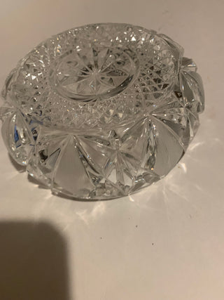 Vntg heavy crystal 5” glass ashtray