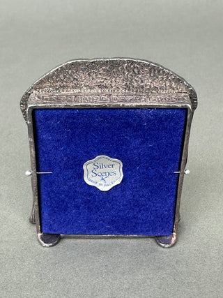 🧸 Vintage Silver Scenes Teddy Bears Picnic Mini Frame Solid Pewter Silver Plate 🧸