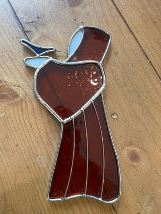 Monk & Bird Stained Glass Ornament